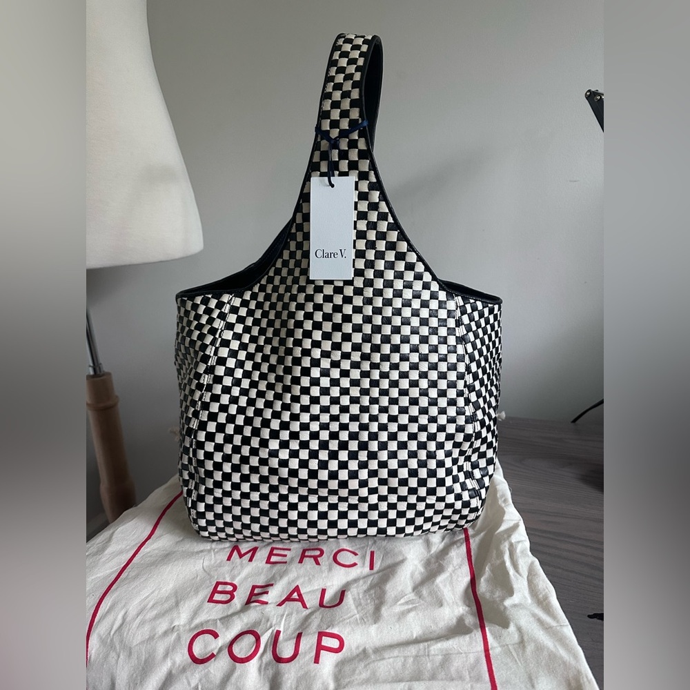 Clare V Bando Black And White Leather Woven - Picture 4 of 5